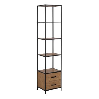 Furniture To Go Seaford Bookcase with 2 Drawers & 3 Shelves in Black & Oak