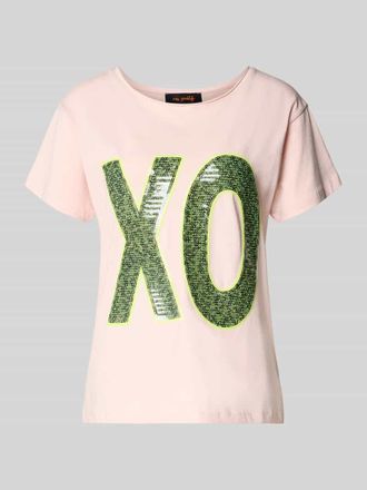 Miss Goodlife T-Shirt mit Paillettenbesatz in Hellrosa, Gr&ouml;&szlig;e XL