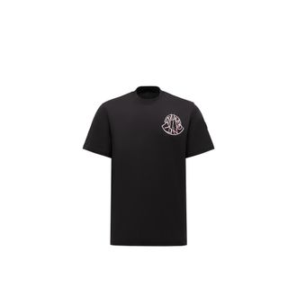 Moncler Moncler Overlapped Logo Cotton T-shirt, Men, Black, Size: 3xl