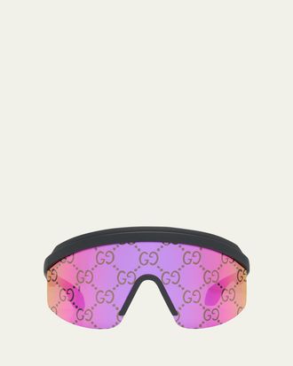Gucci Multi-Color GG Lattice Acetate Shield Sunglasses