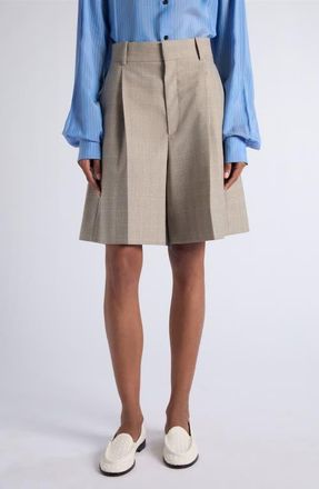 Bottega Veneta Faded Prince of Wales Wool Shorts in 2207 Silt/stucco Melange at Nordstrom, Size 36
