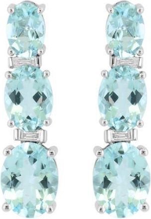 Effy 14K White Gold Triple Aquamarine & Diamond Drop Earrings in 14K Gold at Nordstrom