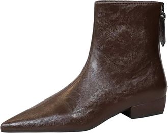 Generic Winter Shoes Womens Boots Pointed Toe Mid Stacked Chunky Block Fashion Ladies Toing Out Work Office Ankle Boot-numeric_5_point_5