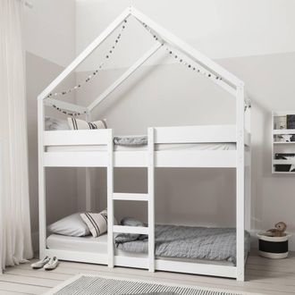 N&ouml;a & Nani Sofie Bunk Bed House Cabin in White | Size: Single