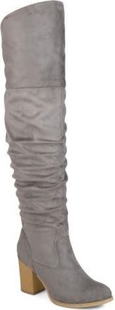 Journee Collection JOURNEE Kaison Ruched Tall Boot - Extra Wide Calf in Grey at Nordstrom Rack, Size 9.5 Ext Calf