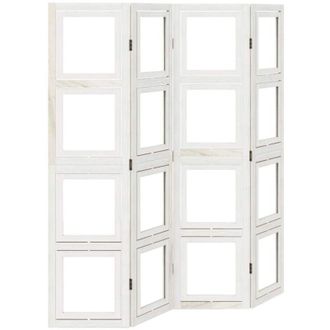 vidaXL Room Divider 4 Panels White Solid Wood Paulownia Vidaxl