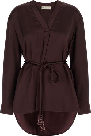 Tory Burch Satin Blouse Camicie Bordeaux-Donna