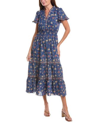 Max Studio Flutter Sleeve V-Neck Tier Maxi Dress