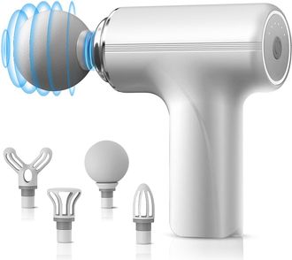 OEM Mini Massage Pistol - 6 Speed Levels - 4 Attachments - Portable Deep Tissue Massager For Home Gym Recovery - White Packaging