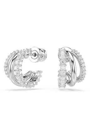 Swarovski Hyperbola Hoop Earrings in White/Silver at Nordstrom