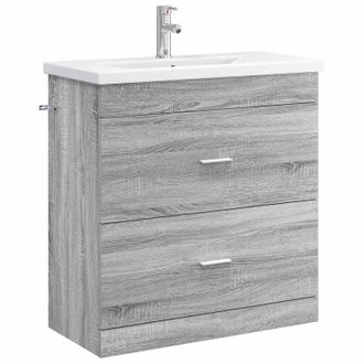 vidaXL Juego De Muebles De Ba&ntilde;o Sonoma Gris 81 X 40 X 84,5 Cm Vidaxl
