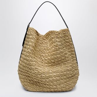 Toteme Tote bag with belt details in raffia, natural