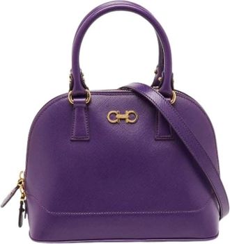 Ferragamo Pre-owned Handbags, female, Purple, Size: ONE SIZE Pre-owned Leather Handbag