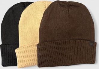 London Fog Womens 2-Pack Cable Knit Beanie Set in Brown/khaki/black at Nordstrom