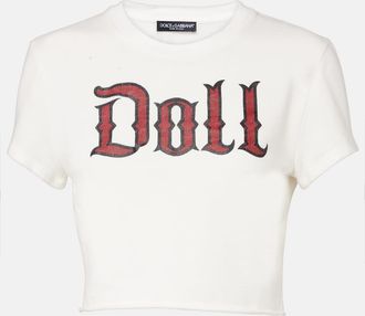 Dolce & Gabbana Printed cropped cotton jersey T-shirt