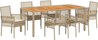 vidaXL Conjunto De Comedor De Jard&iacute;n 7 Pcs Beige Polirat&aacute;n Vidaxl