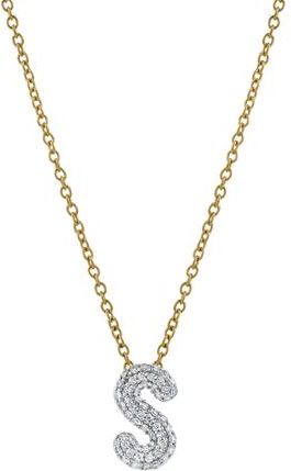 LuvMyJewelry Small Bubble Initial Letter 14K Yellow Gold Diamond Pendant Necklace in Gold S at Nordstrom