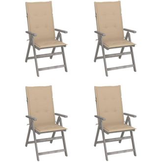 vidaXL Vidaxl - Sillas Reclinables Jard&iacute;n Y Cojines 4 Uds Madera Maciza Acacia