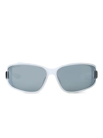 Gucci logo oval sunglasses - Wit