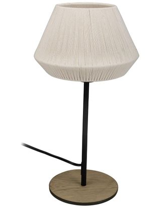 Eglo Eglo Lanier 1 Light Table Lamp With Black Finish & Cream Textile Thread Shade