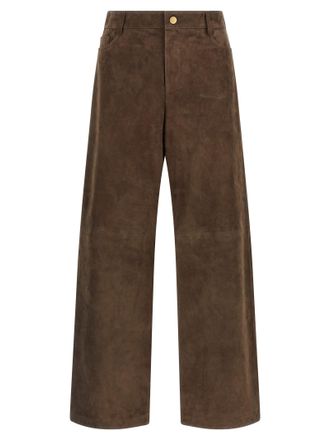 Max Mara Brown Lamb Leather Casual Womens Pants