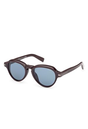 Ermenegildo Zegna Bold Dark Brown Acetate Sunglasses with Distinctive Bevels