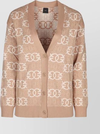 Pinko jacquard logo-intarsia v-neck cardigan