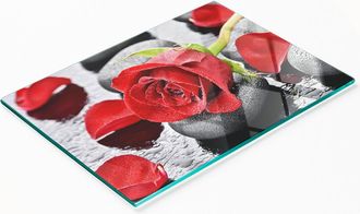 OEM Tabla De Servir De Cristal Para Cocina Con Estampado De Rosa Roja, 80x52 Cm