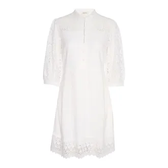 Cream Abito Bianco Neve 3/4 con Dettagli in Pizzo - - Dresses - Donna - Bianco - XS