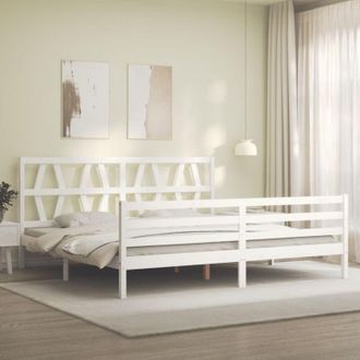 vidaXL Bed Frame without Mattress White 200x200 cm Solid Wood Vidaxl
