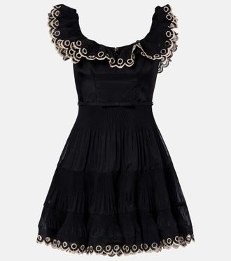 Zimmermann Embroidered ruffled minidress