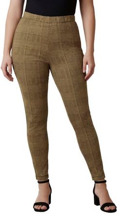 Jessica London Everyday Stretch Cotton Legging in Soft Camel Glen Plaid at Nordstrom, Size 32