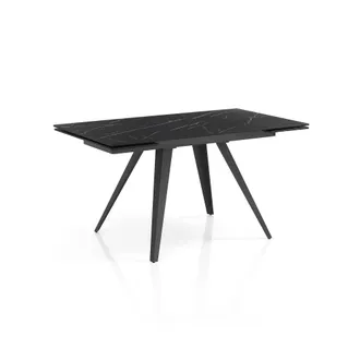 Oresteluchetta Mesa extensible cer&aacute;mica m&aacute;rmol negro acero gris 75x140-200 cm