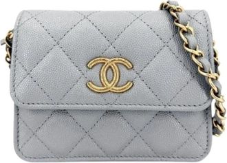 Chanel Pre-owned Mini Shoulder Bag - Dames - Vintage Mini Tas - Grijs - ONE Size - Leer - Vintage