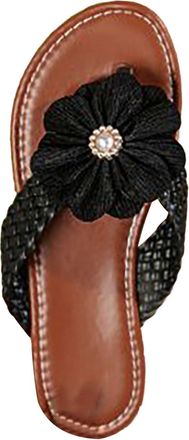 Generic Flip Flop Womens Elegant Toe Separator Sandals Womens Summer Comfortable Slippers Slide with Flowers Summer Shoes Non-Slip Slippers Beach Shoes Beach 