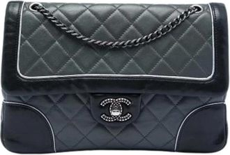 Chanel Pre-owned Vintage Flap Shoulder Bag - Dames - Vintage Schoudertas - Grijs - ONE Size - Leer - Vintage