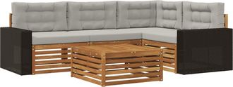 vidaXL Conjunto De Sof&aacute;s De Exterior 5 Uds. Natural Y Gris Claro Vidaxl