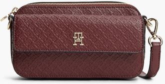 Tommy Hilfiger Womens Allover Monogram Crossbody Bag - Oxblood