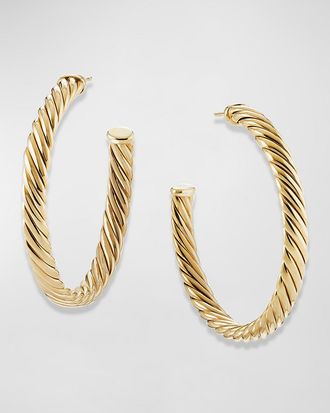 David Yurman Sculpted Cable Hoop Earrings in 18K Yellow Gold
