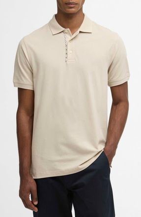 Barbour Reston Tailored Fit Tartan Trim Cotton Piqu&eacute; Polo in Mist at Nordstrom, Size Xxx-Large