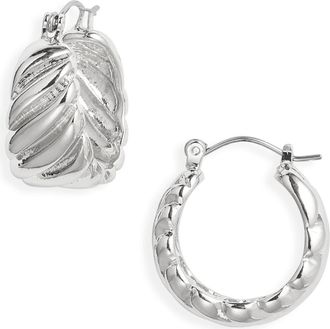 Nordstrom Fluted Tapered Hoop Earrings in Silver at Nordstrom