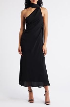 Mango Eva One Shoulder Gown in Black at Nordstrom Rack, Size 8