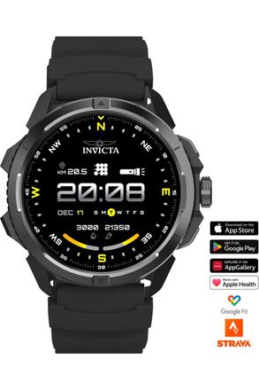 Invicta I-Tech ITECH-009 Herenhorloge - Smartwatch Uurwerk - Roestvrij Staal met Zwarte Wijzerplaat - 47 mm