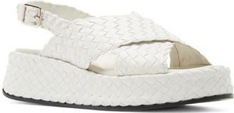 La Canadienne Pacifik Waterproof Slingback Platform Wedge Sandal in Milk Leather at Nordstrom, Size 8.5