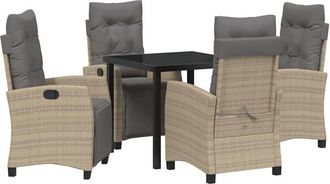 vidaXL Garden Dining Set 5 pcs Beige Poly Rattan vidaXL