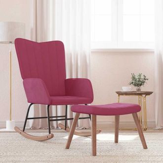 vidaXL Vidaxl - Silla Mecedora Con Reposapi&eacute;s Terciopelo Rojo Tinto