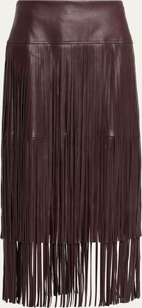 L'agence Karolina Faux Leather Fringe Skirt