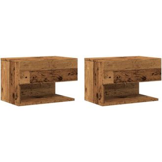 vidaXL Wall-mounted Bedside Cabinets 2 pcs Old Wood vidaXL