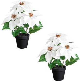 Nearly Natural Set Of 2 15In Artificial Poinsettia Plant