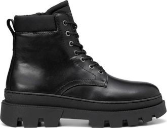 Marc O'Polo Isak 9A Zwarte Enkellaarsjes - Heren - Veterlaarzen - Zwart - 42 EU - Leer - Schoenen
